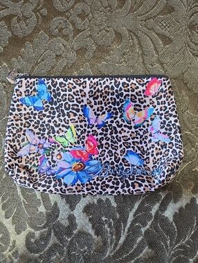Brighton Butterfly & Leopard Print Cosmetic Pouch - Tan with Multicolor Accents